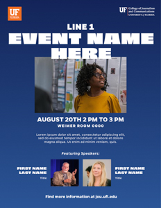 UF brand Canva template blue event flyer