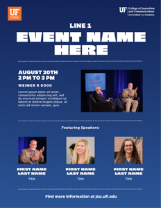 UF brand Canva template blue event flyer