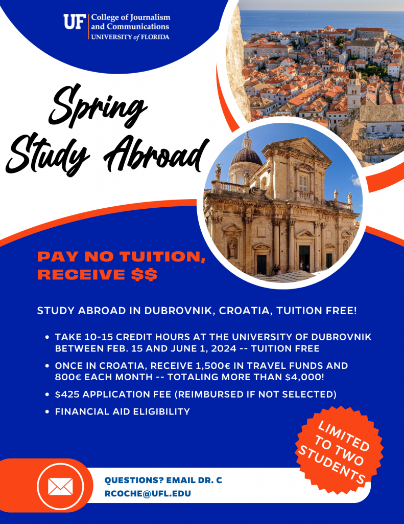 Spring 2024 ONLY - Study abroad University of Dubrovnik - UF College of