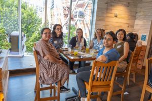 Attendees at the summer institute welcome reception. Photo credit: Jenna Ayoub.