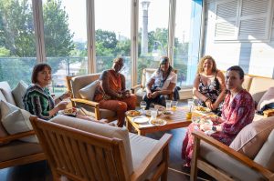 Attendees at the summer institute welcome reception. Photo credit: Jenna Ayoub.