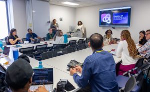 Attendees speak during a session about tech equity. Photo credit: Jenna Ayoub.