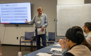 Glen Nowak speaks during a session about communicating during public health crises. Photo credit: Jenna Ayoub.