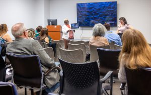 Kannette King and Kathryn Hamoudah facilitate a session about challenging harmful narratives about the criminal legal system. Photo credit: Jenna Ayoub.