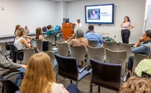 Kannette King and Kathryn Hamoudah facilitate a session about challenging harmful narratives about the criminal legal system. Photo credit: Jenna Ayoub.