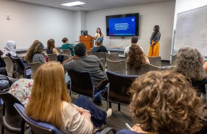 Facilitator Arielle Mizrahi presents about how to help students become the solution to polarization. Photo credit: Jenna Ayoub.