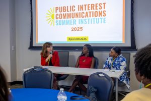 Closing session panelist Marrianne McMullen speaks while fellow panelists Charity Johnson and Quiana Pinckney listen. Photo credit: Jenna Ayoub.