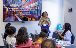 Rachel Grant discusses public perceptions of Black women in leadership and politics. Photo credit: Jenna Ayoub.