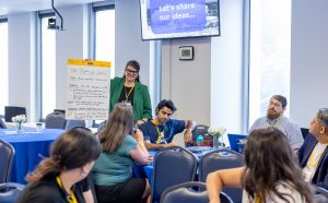Elizabeth Calienes facilitates a session about film and social change. Photo credit: Jenna Ayoub.