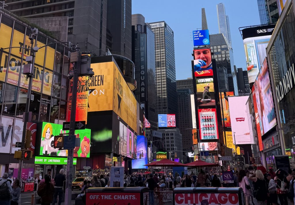 Evening scene from New York City's Times Square.