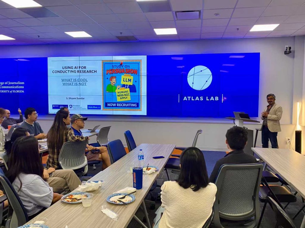 Prof. Shyam Sundar of Penn State University lectures in the UFCJC Atlas Lab.