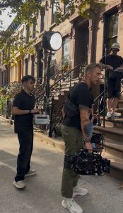 Clapping the slate on-set of a commercial filmed in Brooklyn.