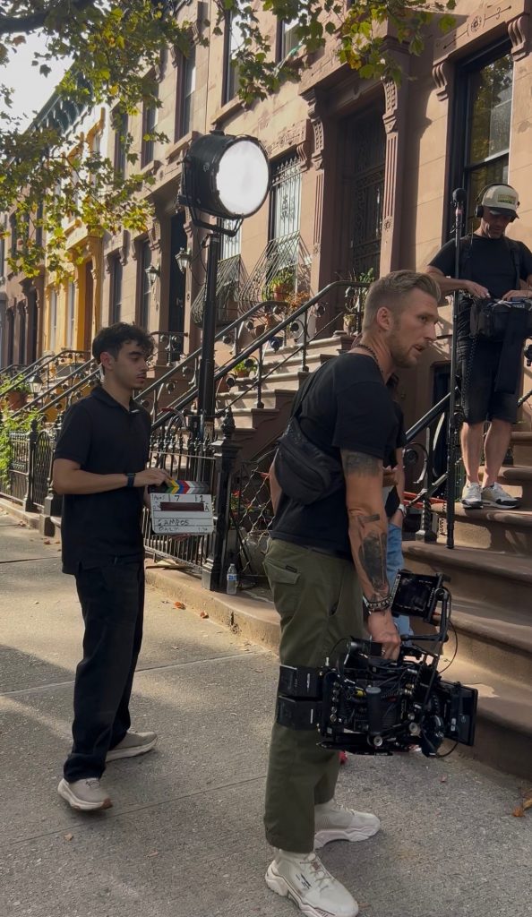 Clapping the slate on-set of a commercial filmed in Brooklyn.