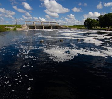 Water flowing in the the Rodman Dam Reservoir