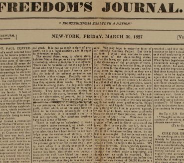 Photo of Freedom's Journal newspaper